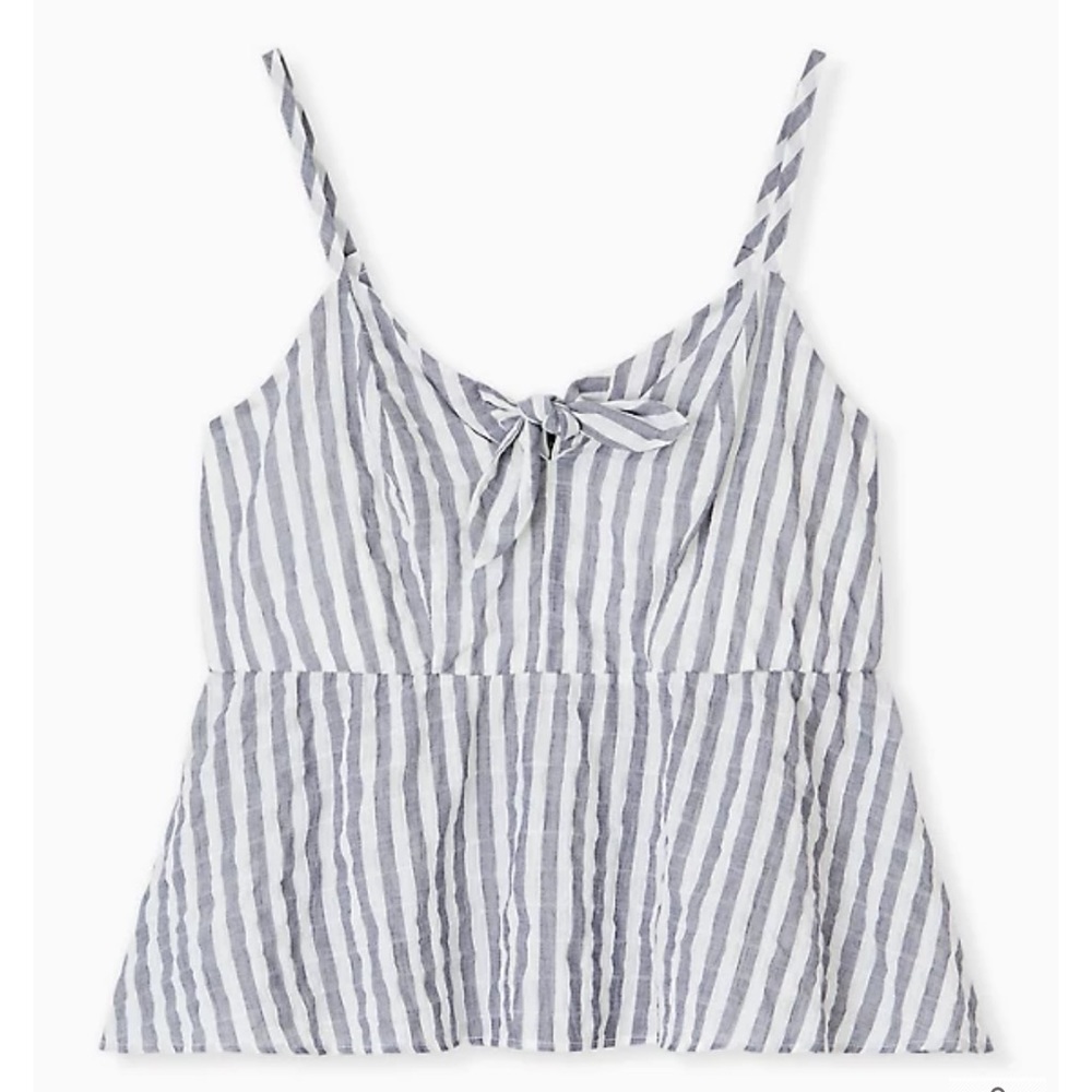 Torrid navy strip tie front pleplum cami